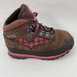 Timberland Unisex Kids Brown Suede- SZ 9 C - Lace Up Ankle Boots Mid Top Boots